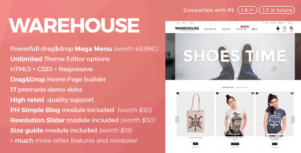 Warehouse v4.4.2 - Responsive Prestashop 1.6 &amp; 1.7 theme