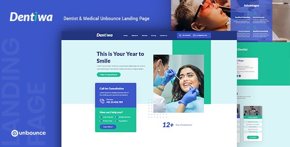 Dentiwa v1.0 - Dentist &amp; Medical Unbounce Landing Page Template