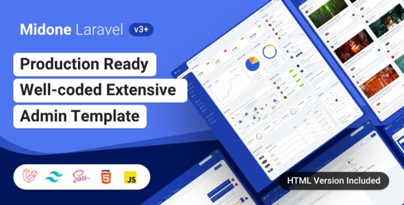 Midone v3.0.4 - Laravel 8 Admin Dashboard Template + HTML Version + XD Design File