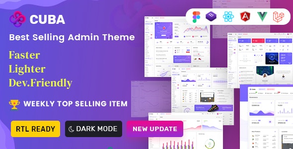 Cuba - Bootstrap 4 &amp; 5 HTML, React, Angular 12, VueJS &amp; Laravel Admin Dashboard Template (17 May 2021)