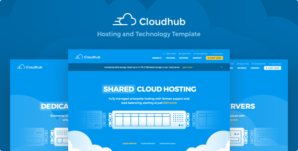 Cloudhub v1.17 - Hosting and Technology HTML Template