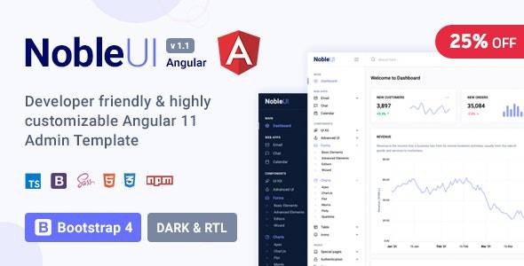 NOBLEUI V1.1 - ANGULAR 11+ 管理模板