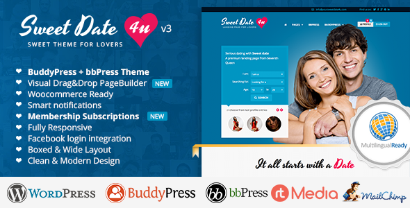 Sweet Date v3.6.0 - More than a WordPress Dating Theme