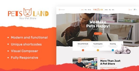 Pets Land v1.2.2 - Domestic Animals Shop & Veterinary WordPress Theme