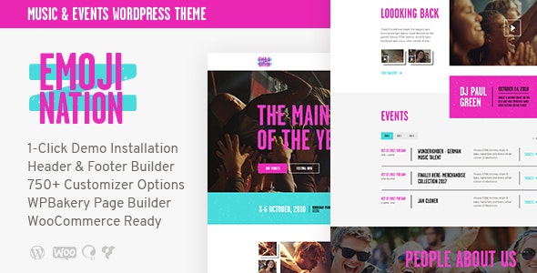 EmojiNation v1.0.1 - Night Club & Concert Event WordPress Theme