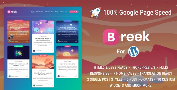 Breek v3.6.0 - Minimal Masonry Theme for WordPress