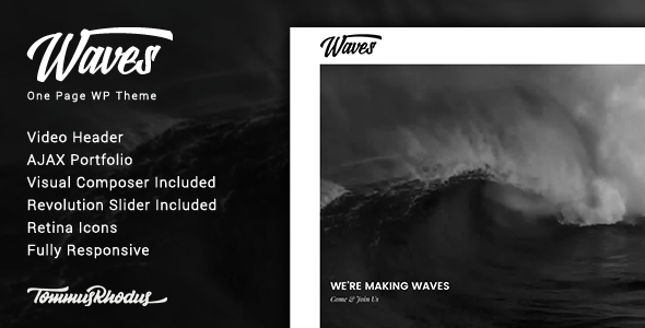 Waves v1.0.4 - Fullscreen Video One-Page WordPress Theme
