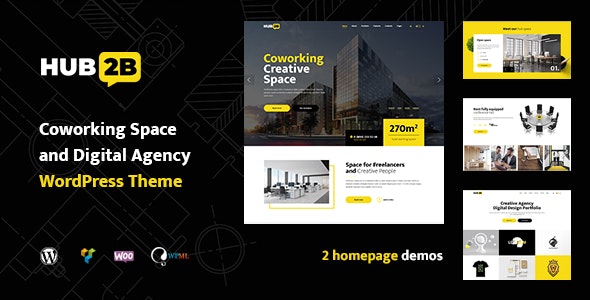 Hub2B v1.0.6 - Coworking Space and Digital Agency WordPress Theme