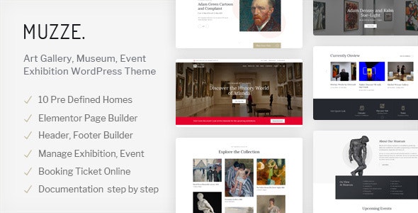 Muzze v1.3.0 - Museum Art Gallery Exhibition WordPress Theme