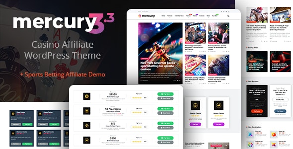 Mercury v3.6.1 - Gambling &amp; Casino Affiliate WordPress Theme. News &amp; Reviews