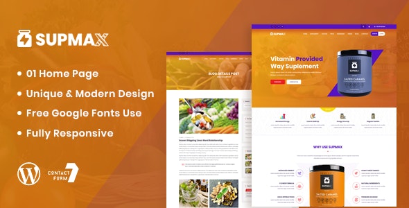 Supmax v1.0 - Health & Supplement WordPress Theme