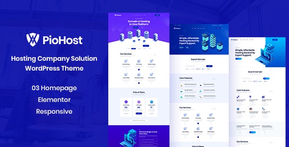 Piohost v1.0 - Domain and Web Hosting WordPress Theme