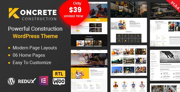 Koncrete v1.5.4 - Construction Building WordPress Theme