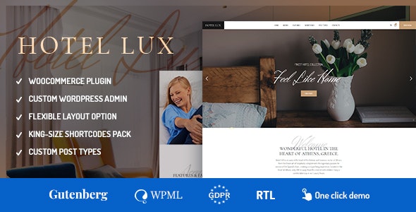 Hotel Lux v1.1.8 - Resort &amp; Hotel WordPress Theme