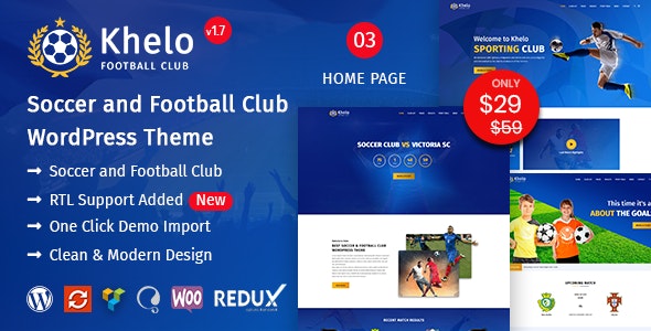Khelo v2.7.2 - Soccer WordPress Theme