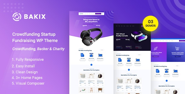 Bakix - Crowdfunding Startup &amp; Fundraising WordPress Theme