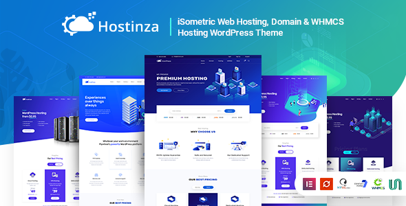 Hostinza v2.9.2 - Isometric Domain &amp; Whmcs Web Hosting WordPress Theme