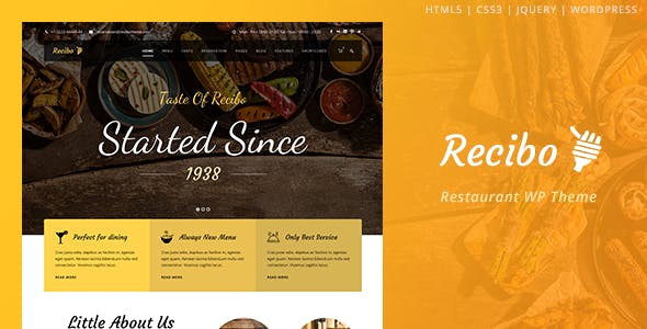 Recibo v1.3.3 - Restaurant / Food / Cook WordPress Theme