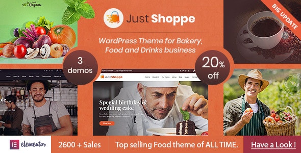 Justshoppe v11.7 - Elementor Cake Bakery WordPress Theme