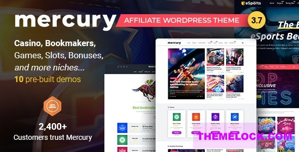 Mercury v3.7 - Gambling &amp; Casino Affiliate WordPress Theme. News &amp; Reviews