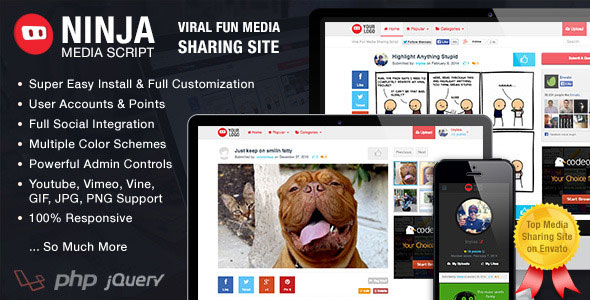 Ninja Media Script v1.5.1 - Viral Fun Media Sharing Site