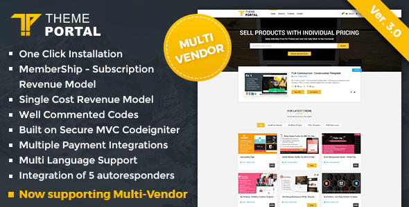 Theme Portal Marketplace v3.0 - Sell Digital Products ,Themes, Plugins ,Scripts - Multi Vendor