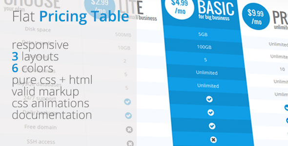 Flat Pricing Table Flat Pricing Table