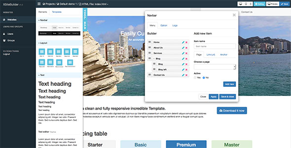 XSiteBuilder - Drag Drop Site Builder v1.1