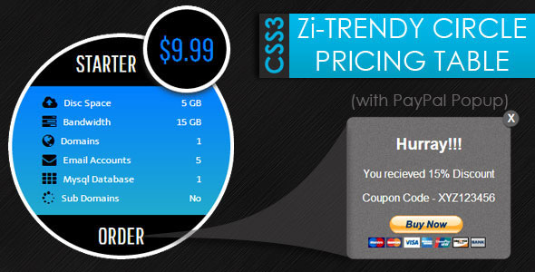 CSS3 Zi-Trendy Cirlce Pricing Tables + Paypal PopuP CSS3 Zi-Trendy Cirlce Pricing Tables + Paypal PopuP