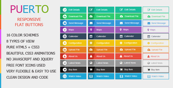 Puerto - Responsive Flat Buttons