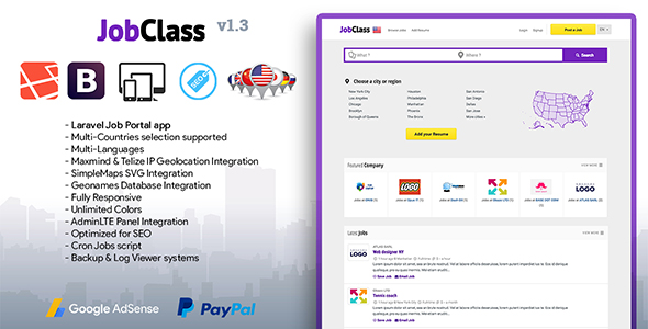 JobClass v1.3 - Geolocalized Job Portal Script