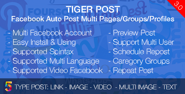 Tiger Post v3.0.2 - Facebook Auto Post Multi Pages/Groups/Profiles