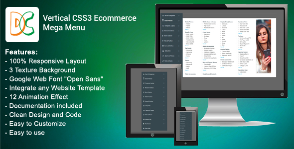 Vertical CSS3 Ecommerce Mega Menu