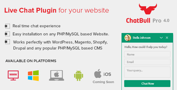 ChatBull Pro v4.2.3 - PHP Live Chat Support with Desktop and Mobile App