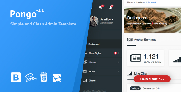 Pongo v1.1 - Laravel Admin Template + User Management + CRUD