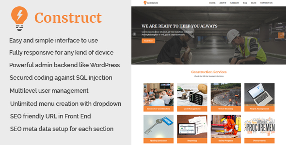 Construct - Building and Construction Website CMS