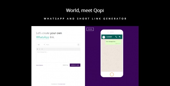 Qopi v2.1.0 - WhatsApp and Short Link Generator