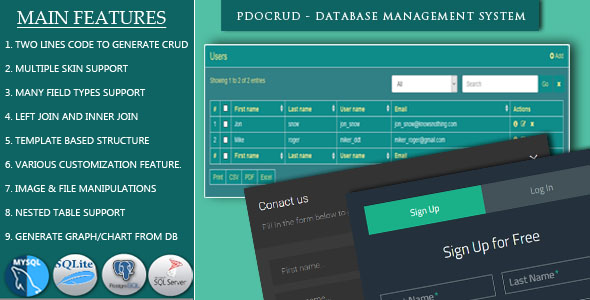 PDO Crud v2.7 – Advanced PHP CRUD application (Form Builder & Database Management)