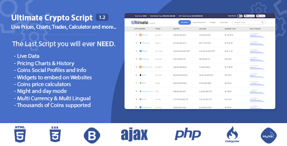 Ultimate Crypto Script 1.2 - Live Prices, Charts, Trades, Calculator and more