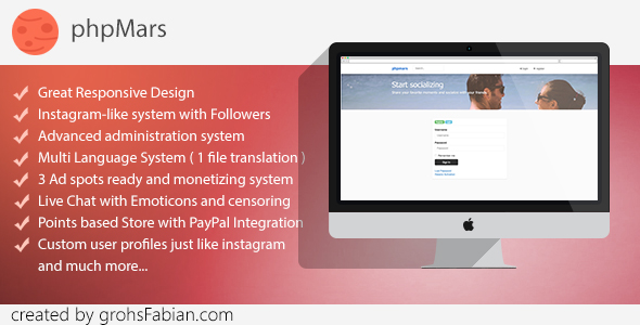 phpMars v1.1.0 - Photos Social Network ( instagram clone )