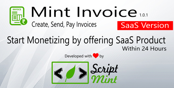 Mint Invoice SaaS Version - Create, Send, Pay Invoices, Paypal & Stripe Payment Gateway