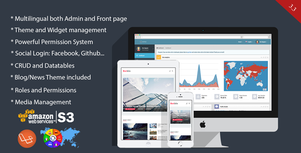 Botble v3.3 - Laravel CMS, CRUD generator, Modular & Theme system, Role permissions, Multilingual blog