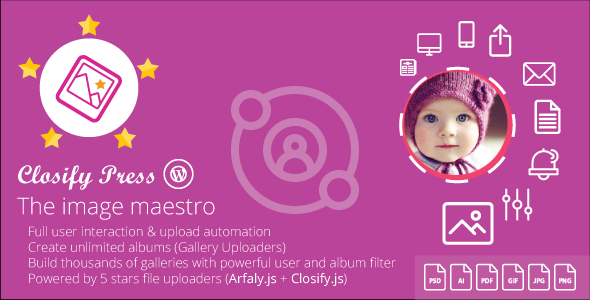 Closify Press v1.9.2.9 - WordPress frontend photo upload + Live gallery builder Closify Press v1.9.2.9 - WordPress frontend photo upload + Live gallery builder