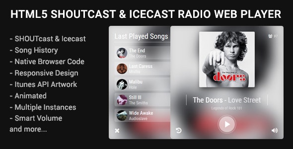 HTML5 Shoutcast & Icecast Radio Web Player v1.2