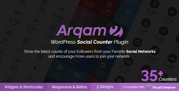 Arqam v2.0.4 - Retina Responsive WordPress Social Counter Plugin Arqam v2.0.4 - Retina Responsive WordPress Social Counter Plugin