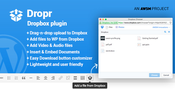 Dropr - Dropbox Integration plugin for WordPress Dropr - Dropbox Integration plugin for WordPress