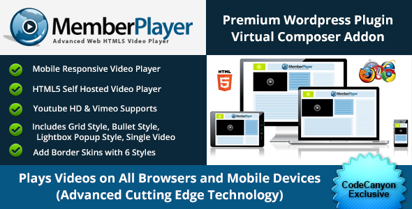 MemberPlayer HTML5 Video, Youtube, & Vimeo v1.13.0 - VC Addon