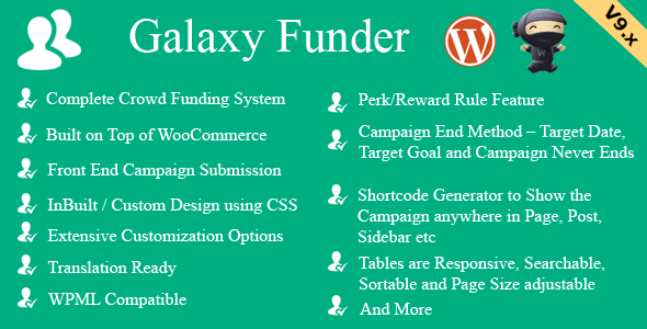 Galaxy Funder v9.9 - WooCommerce Crowdfunding System