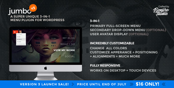 Jumbo v3.2 - A 3-in-1 full-screen menu for WordPress