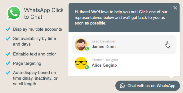 WhatsApp Click to Chat Plugin for WordPress v1.3